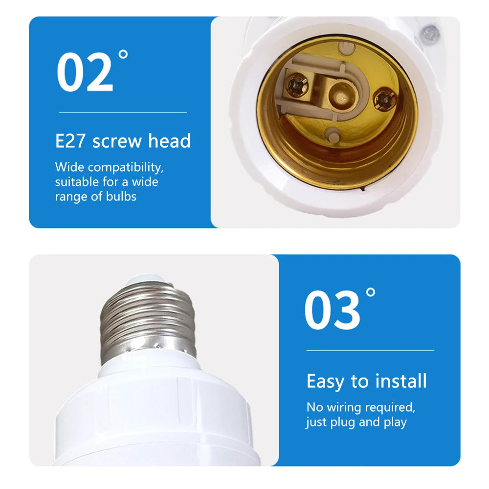 E27 PIR Smart Motion Sensor Light Bulb Holder Induction Sensor Adapter Lamp Base Converter Automatic LED Switch AC 110V 220V